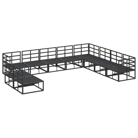 Zestaw Sof na Ogród z poduszką 10 pcs Czarny Aluminium
