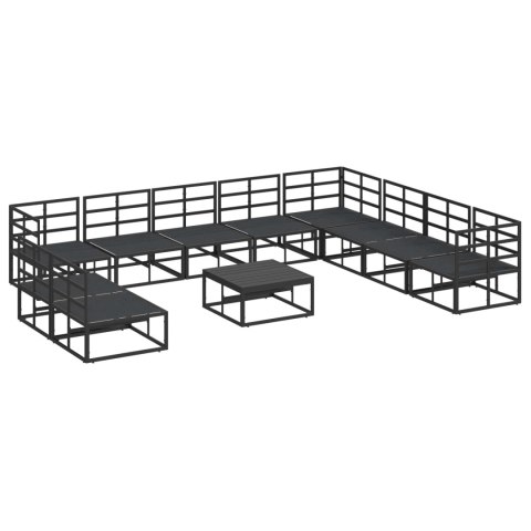 Zestaw Sof na Ogród z poduszką 11 pcs Czarny Aluminium