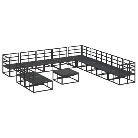 Zestaw Sof na Ogród z poduszką 12 pcs Czarny Aluminium
