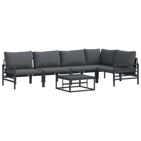 Zestaw Sof na Ogród z poduszką 6 pcs Czarny Stal