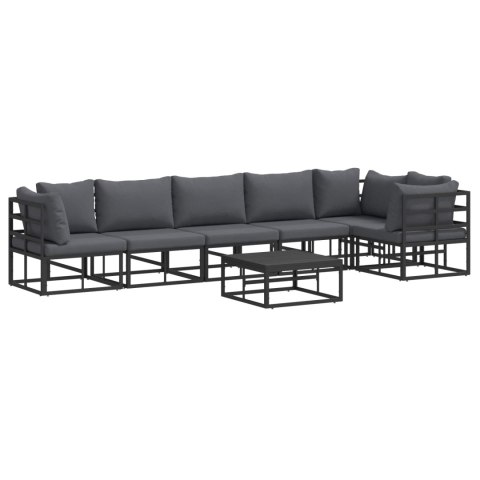 Zestaw Sof na Ogród z poduszką 7 pcs Czarny Aluminium