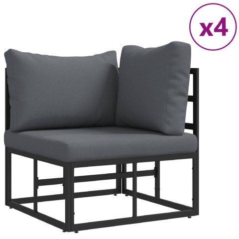 Zestaw Sof na Ogród z poduszką 7 pcs Czarny Aluminium