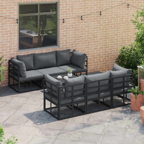 Zestaw Sof na Ogród z poduszką 7 pcs Czarny Aluminium