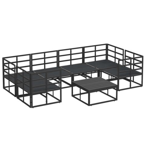 Zestaw Sof na Ogród z poduszką 7 pcs Czarny Aluminium