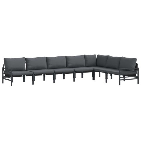 Zestaw Sof na Ogród z poduszką 7 pcs Czarny Stal