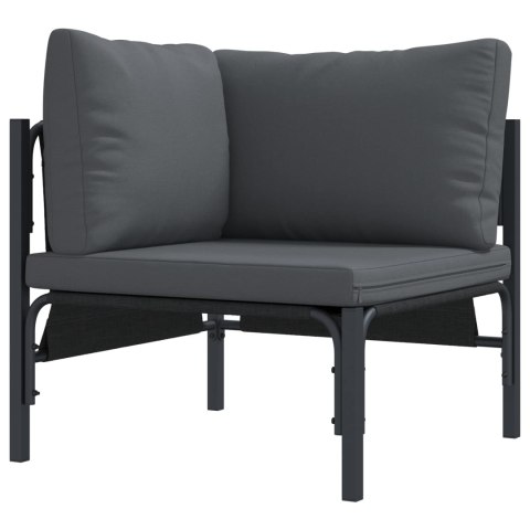 Zestaw Sof na Ogród z poduszką 7 pcs Czarny Stal