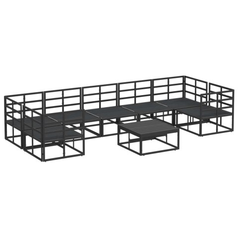 Zestaw Sof na Ogród z poduszką 8 pcs Czarny Aluminium