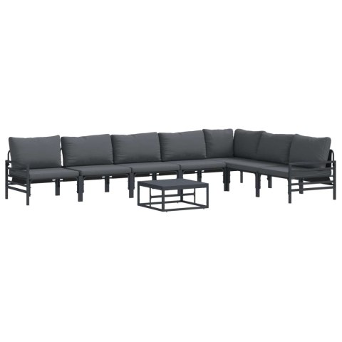 Zestaw Sof na Ogród z poduszką 8 pcs Czarny Stal