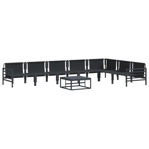 Zestaw Sof na Ogród z poduszką 8 pcs Czarny Stal