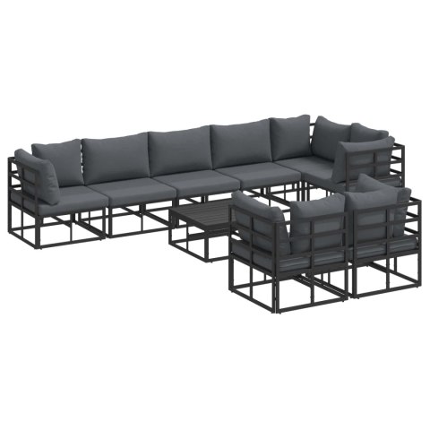 Zestaw Sof na Ogród z poduszką 9 pcs Czarny Aluminium