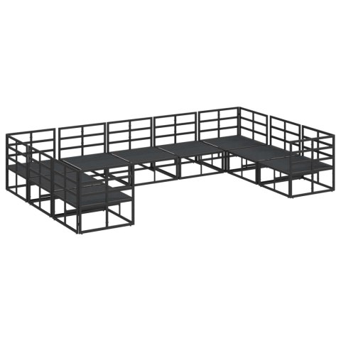 Zestaw Sof na Ogród z poduszką 9 pcs Czarny Aluminium