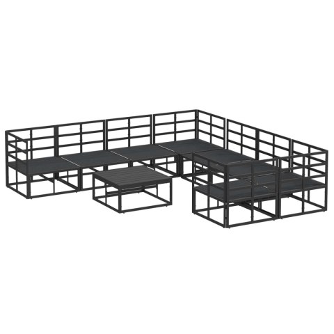 Zestaw Sof na Ogród z poduszką 9 pcs Czarny Stal