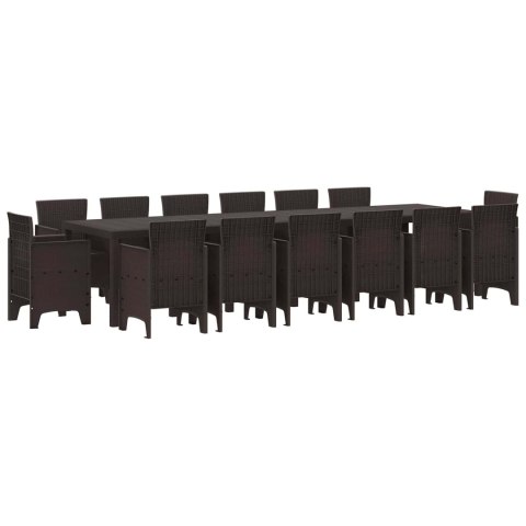 Zestaw do jadalni w ogrodzie 15 pcs Brązowy Rattan Polt