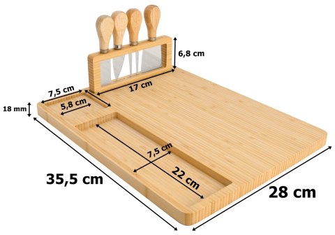 Deska bambusowa do serów SALERS 35 cm z nożami