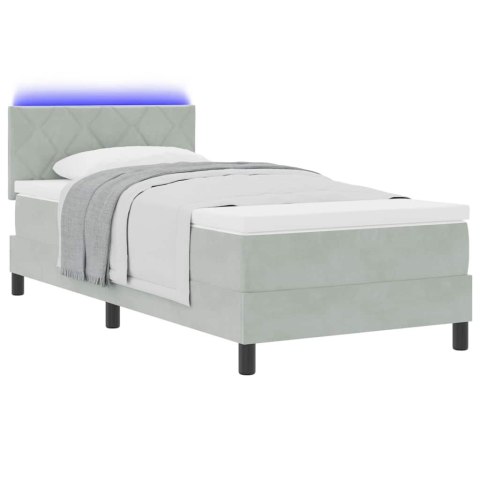 Łóżko z sprężyną LED z LED Jasnoszary 100 x 200 cm Aksamit