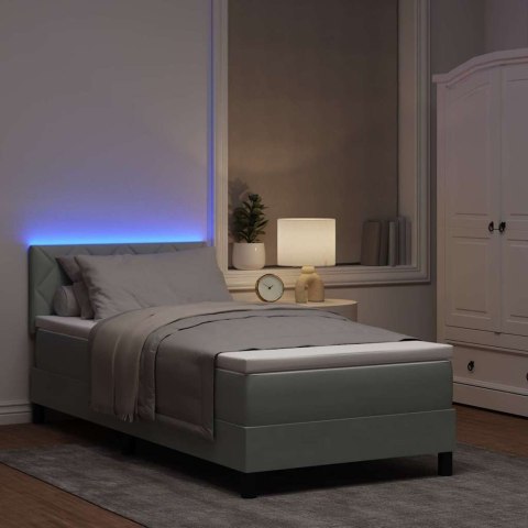 Łóżko z sprężyną LED z LED Jasnoszary 100 x 200 cm Aksamit