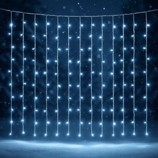 Zewnętrzna kurtyna świetlna LED 3×3 m, zimna biel, 300 diod
