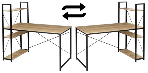 Biurko loftowe z półkami z nadstawką TROSA MODERN OAK