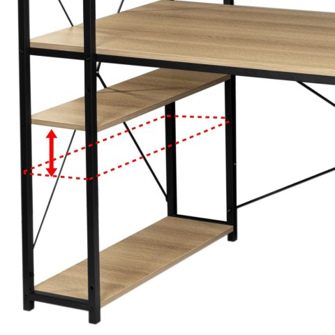 Biurko loftowe z półkami z nadstawką TROSA MODERN OAK