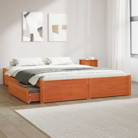 Ramka łóżka Woskowy Brąz 160 x 200 cm Lite drewno sosnowe