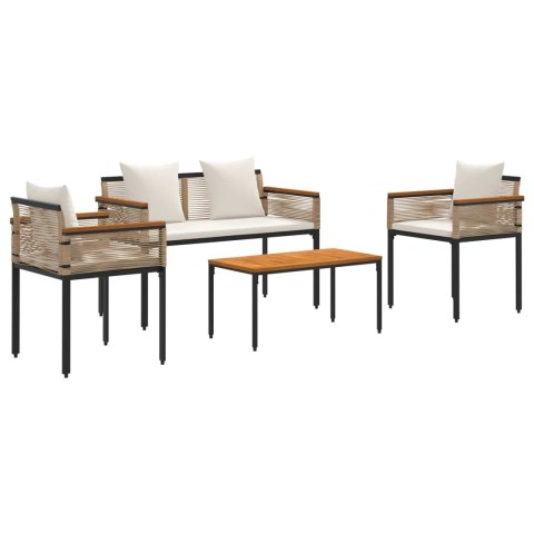 Zestaw Mebli Ogrodowych 4 pcs Beżowy i kremowy Rattan PE
