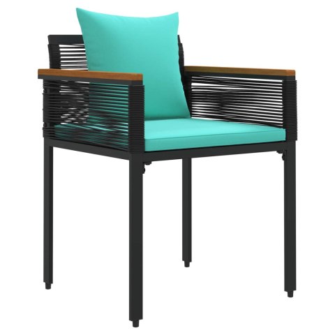 Zestaw Mebli Ogrodowych 4 pcs Czarny i Turkusowy Rattan PE