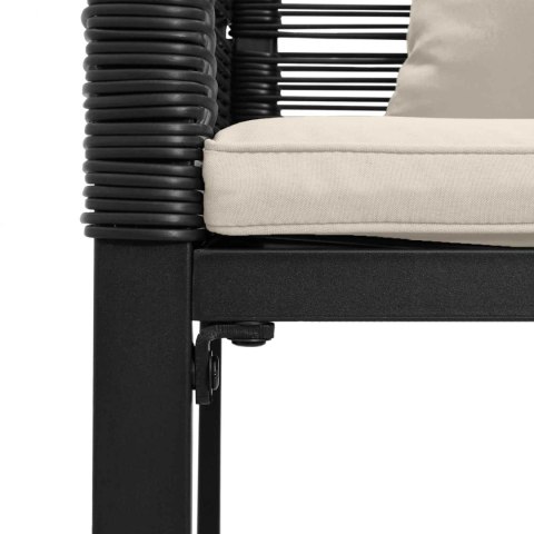 Zestaw Mebli Ogrodowych 4 pcs Czarny i kremowo-biały Rattan PE