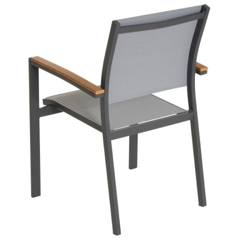 Zestaw 4 stohowalnych krzeseł tarasowych, aluminium, szare