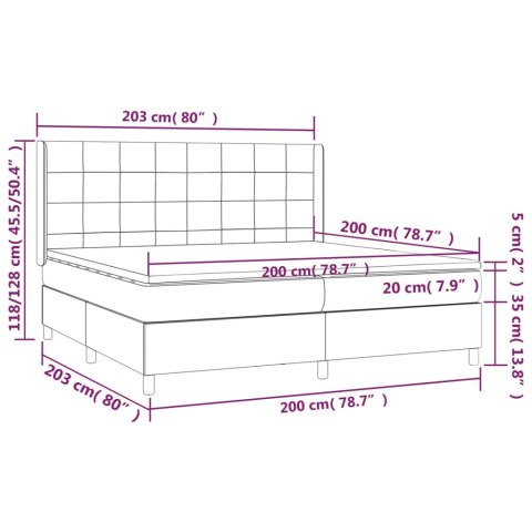 Łóżko kontynentalne z materacem, jasnoszare, aksamit, 200x200cm