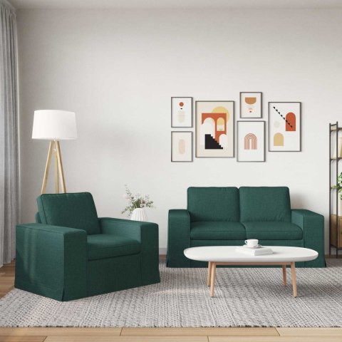 Sofa 2 pcs Ciemna zieleń Metal