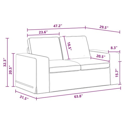 Sofa 2 pcs Ciemnoszary Metal