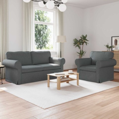Sofa 2 pcs Ciemnoszary Metal