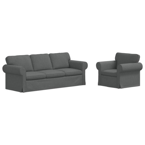Sofa 2 pcs Ciemnoszary Metal