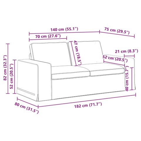 Sofa 2 pcs Jasnoszary Metal