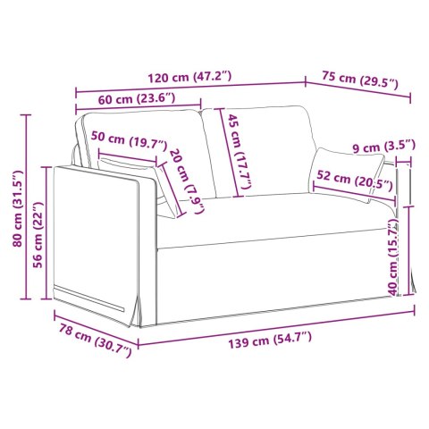 Sofa 2 pcs Kremowy Metal