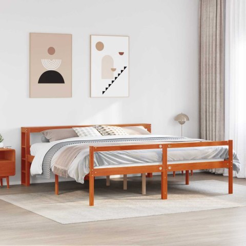 Ramka łóżka Z zagłówkiem 2 pcs Woskowy Brąz Lite drewno sosnowe