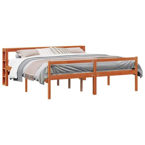 Ramka łóżka Z zagłówkiem 2 pcs Woskowy Brąz Lite drewno sosnowe