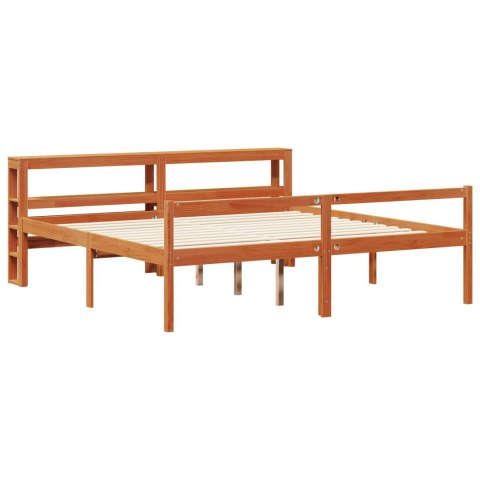 Ramka łóżka Z zagłówkiem 2 pcs Woskowy Brąz Lite drewno sosnowe
