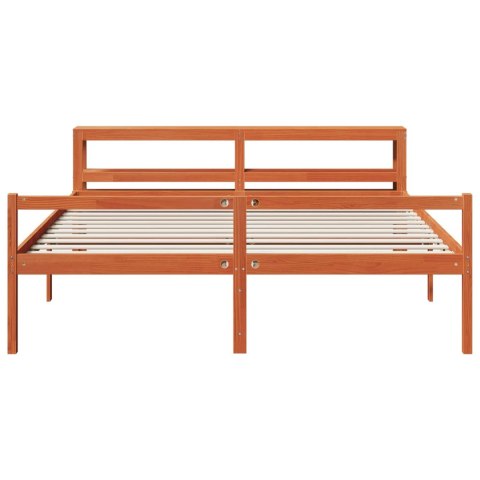 Ramka łóżka Z zagłówkiem 2 pcs Woskowy Brąz Lite drewno sosnowe