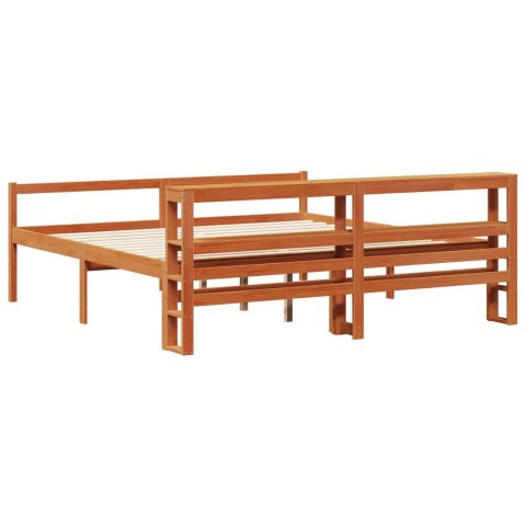 Ramka łóżka Z zagłówkiem 2 pcs Woskowy Brąz Lite drewno sosnowe