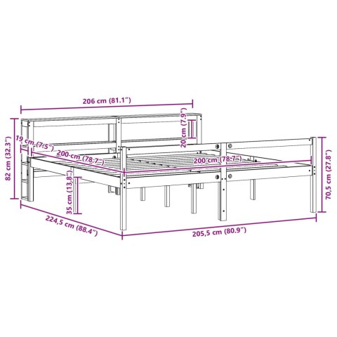Ramka łóżka Z zagłówkiem 2 pcs Woskowy Brąz Lite drewno sosnowe