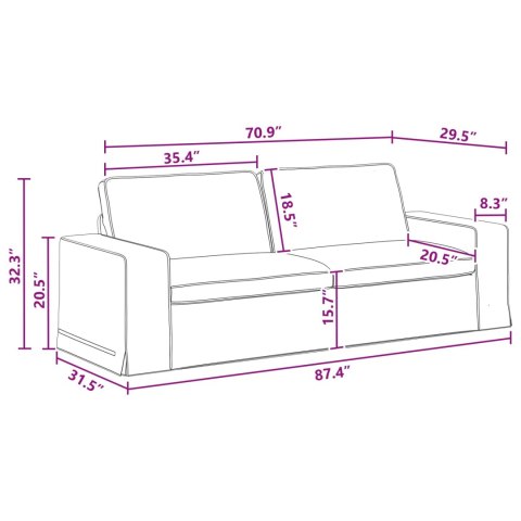 Sofa 2 pcs Ciemnoszary Metal