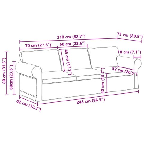 Sofa 2 pcs Ciemnoszary Metal