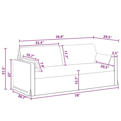 Sofa 2 pcs Jasnoszary Metal