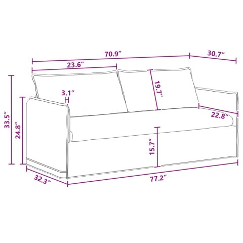 Sofa Ciemnoszary 195 x 82 x 85 cm Metal
