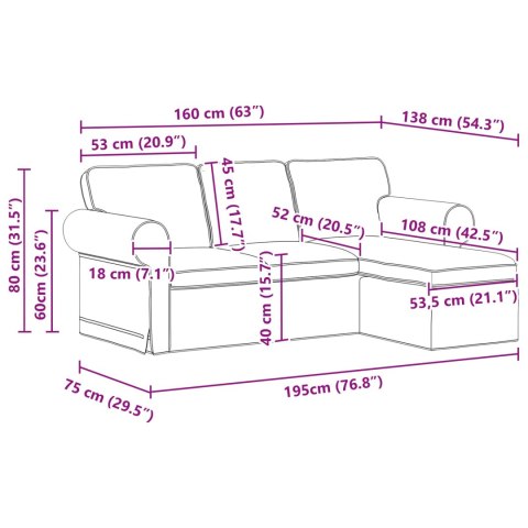 Sofa Ciemnoszary 215 x 138 x 80 cm Metal