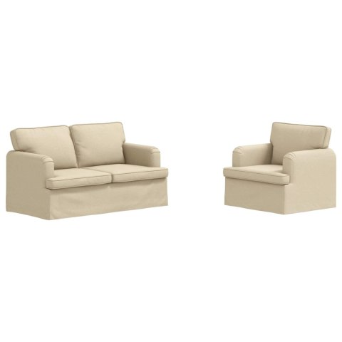 Sofa 2 pcs Kremowy Metal
