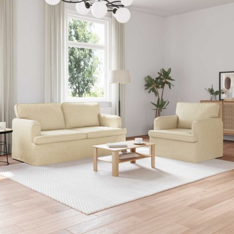 Sofa 2 pcs Kremowy Metal