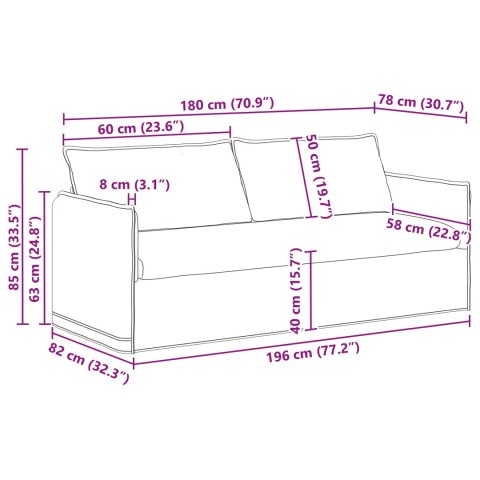 Sofa 2 pcs Kremowy Metal