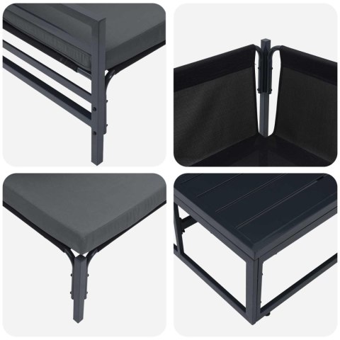 Zestaw Sof na Ogród z poduszką 8 pcs Czarny Stal